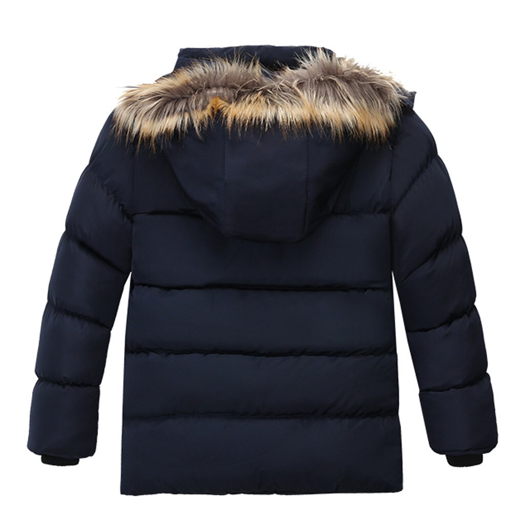 Fur Hooded Kinderen Jassen Voor Jongens Fleece Winter Parka Lange Dikke Warme Fluwelen Kinderen Jas Baby Bovenkleding Baby Overjas