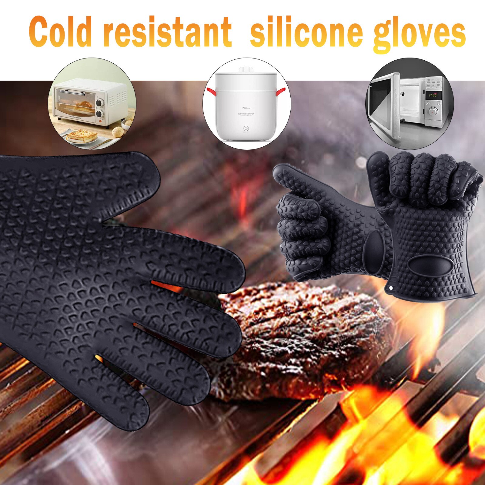 1Pc Magnetron Handschoen Siliconen Hittebestendige Antislip Water Proof Warmte-Proof Keuken Barbecue Koken Bbq grill Oven Handschoenen