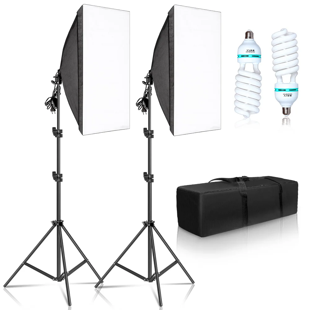 20-135W Softbox Verlichting Kit 50x70CM Fotografie LED Lamp Professionele Continu Licht Systeem Apparatuur voor Fotostudio: Oranje