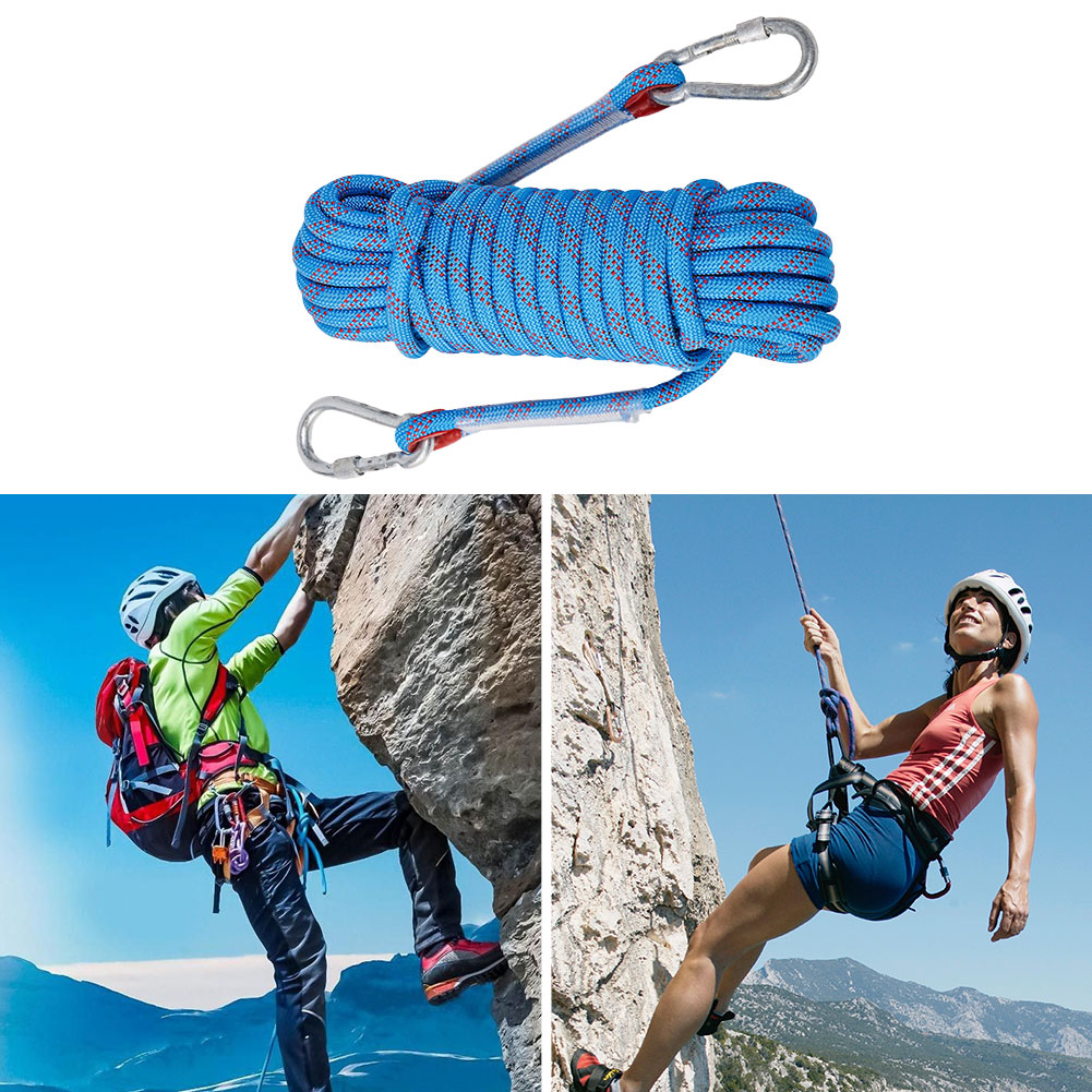 Cuerda de escalada en roca de 10mm, cuerda de rapero estática para exteriores de 10M/20M/30M para rescate de incendios, Escape de seguridad, escalada en árboles para exteriores