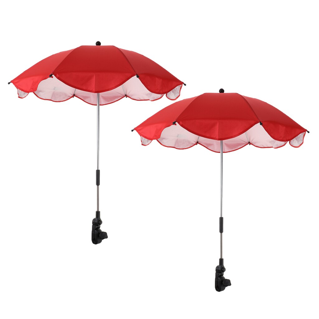 2pcs Sun and Rain Canopy Umbrella Outdoor Beach Parasol with Adjustable Firm Clamp for Swimming Pool