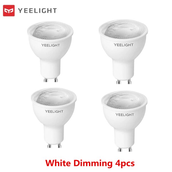 Yeelight GU10 Smart Led Lamp W1 Dimbare/Kleurrijke Lamp 350Lumen Game Muziek Sync Voice Control Voor App Google assistent Alexa: white 4pcs