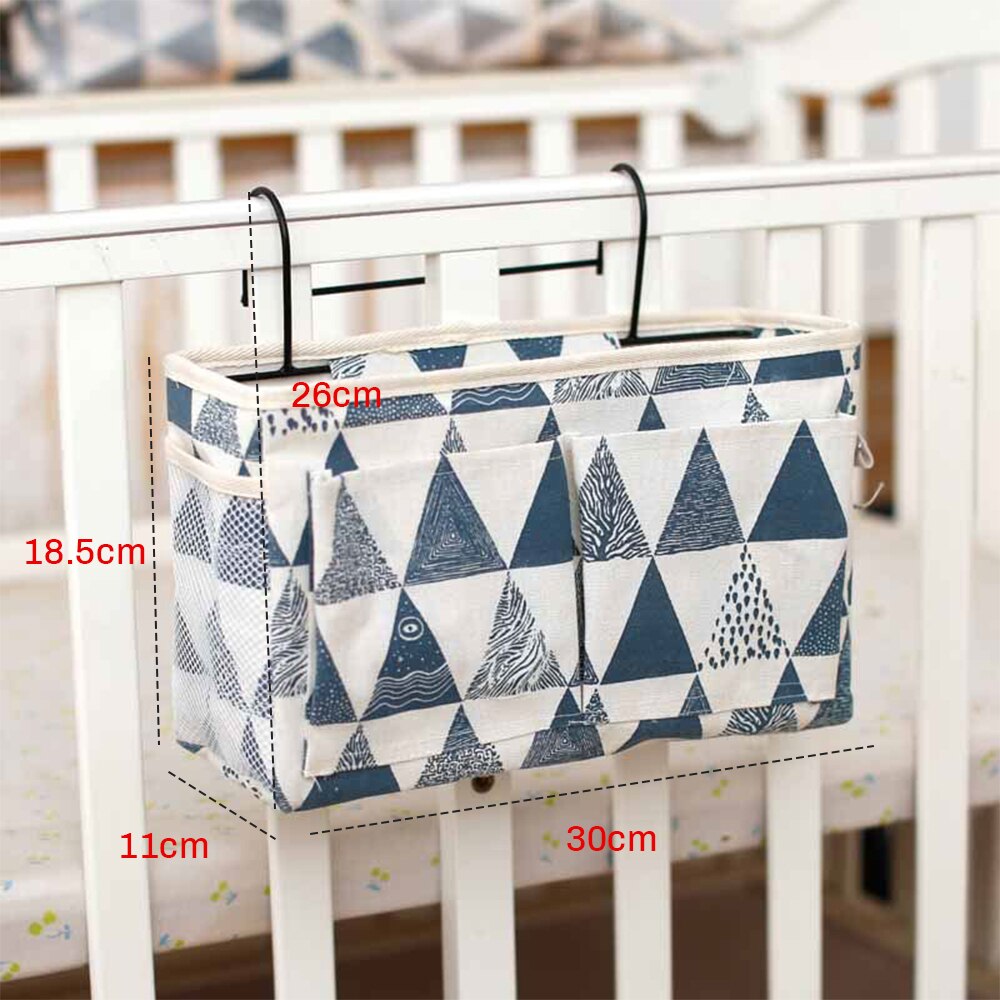 Lærred sengelinned hængende lomme opbevaringspose soveværelse magasin opbevaringspose ble caddy legetøjsholder baby tissuekasse hjem arrangør: 04