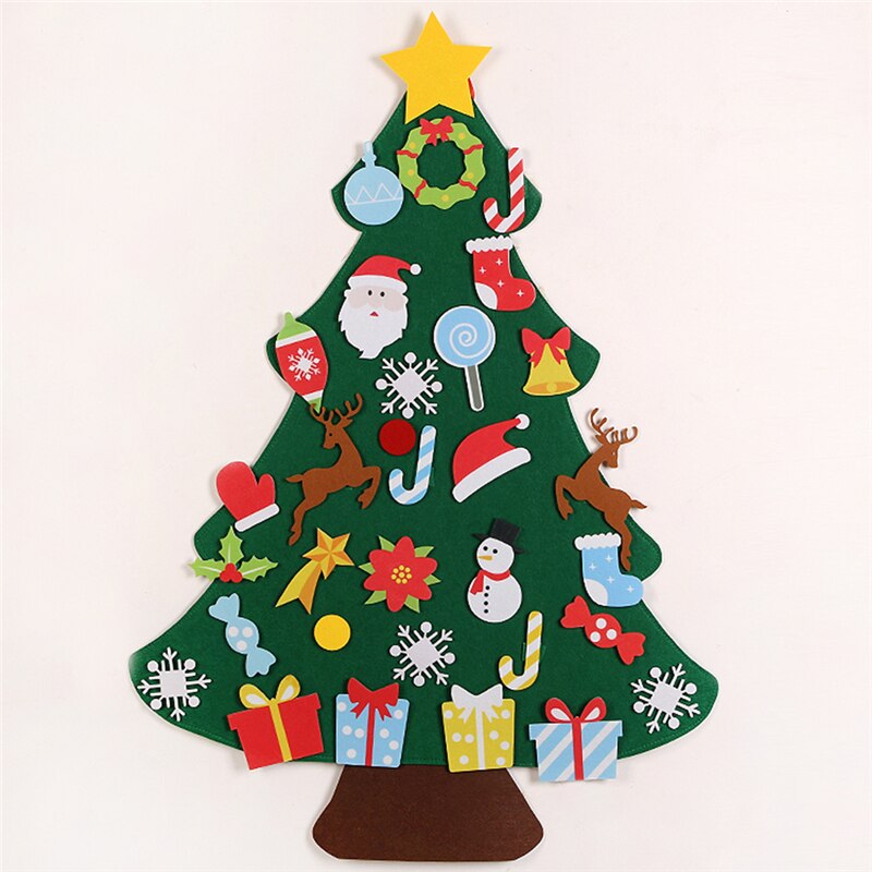 Diy Kerstboom Nieuwjaar Deur Muur Opknoping Ornamenten Vilt Kunstmatige Boom Kinderen Speelgoed Kerst Home Party Decors