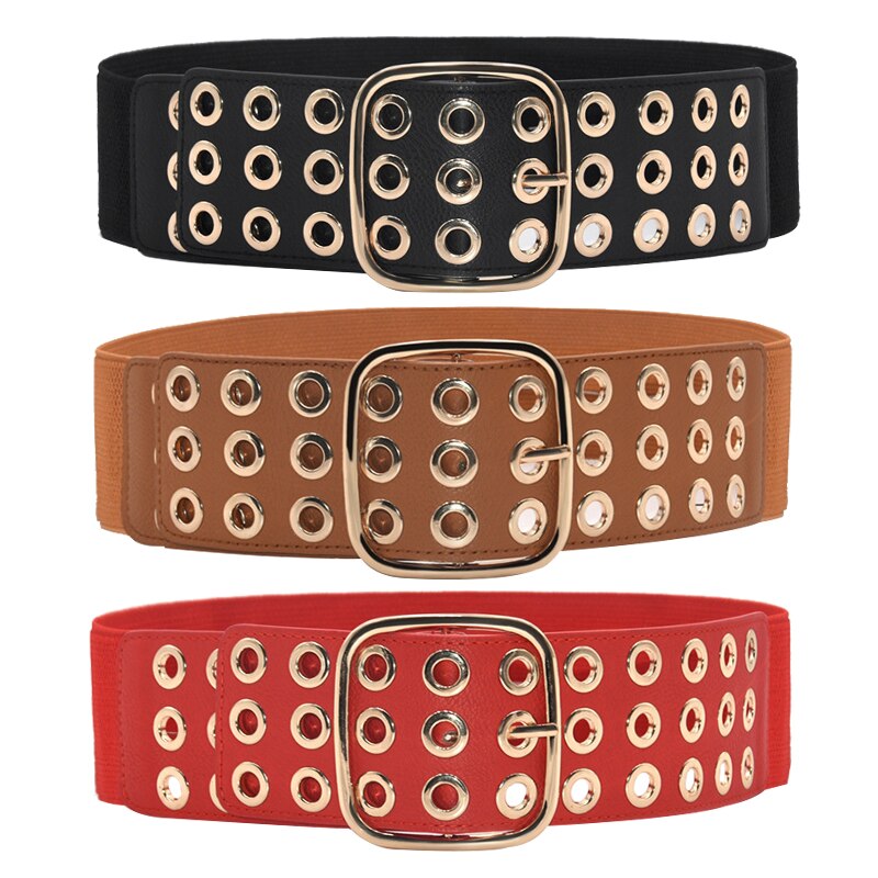 Cinturones elásticos de corsé con hebilla cuadrada para mujer, cinturones anchos para abrigo de vestido, pretina femenina que combina con todo