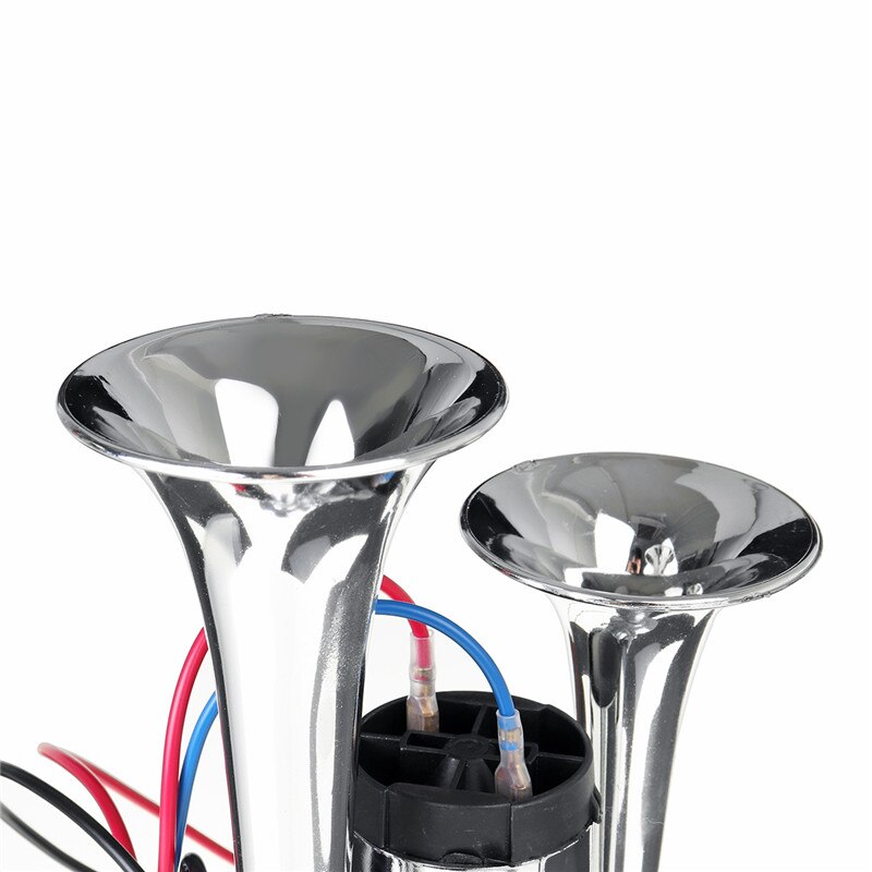 300DB Dual Trumpet Electric Horn Loud Chrome Air Horn Speaker Kit 12VUniversal for Car Train Truck Lorry