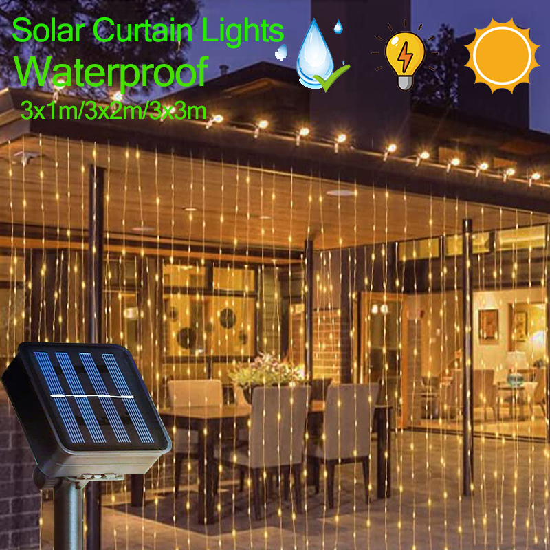 300LEDs Solar- Vorhang Licht LED Ich bin Freien Wasserdichte Girlande Dekoration Lichterketten Hof Weihnachten Gebühr Girlande Lichterketten