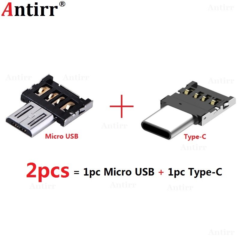 2 stuks Type-C Connector Type C Micro USB 2.0 Man-vrouw OTG Adapter Converter Voor Android Tablet telefoon Flash Drive U Disk