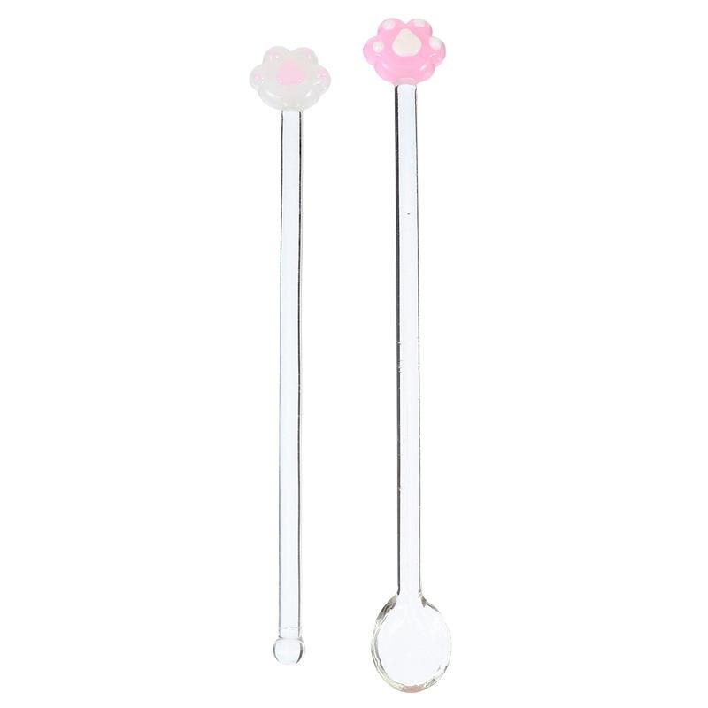 1 Set Glazen Roerstokje En Lepel Kat Poot Cocktail Stok Cocktail Bar Wijn Roeren Stick Mix Lepel Bar Swizzle stok: style A