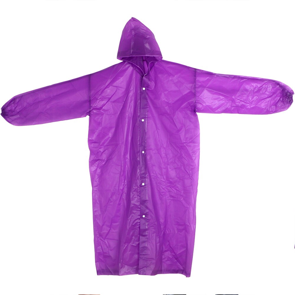 Hilife regnslag hætte ponchos regntøj elastiske manchetter eva gennemsigtig vandtæt regnfrakke kvinder mænd udendørs rejser camping: Lilla