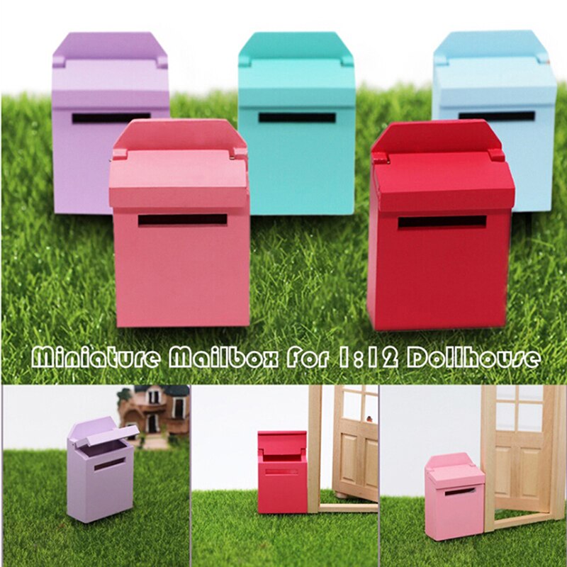 1:12 Mini Holz Briefkasten Mailbox Puppe Haus Miniaturen Zubehör Dollhouse Bunte Holz Mailbox Miniatur DIY Puppe Möbel