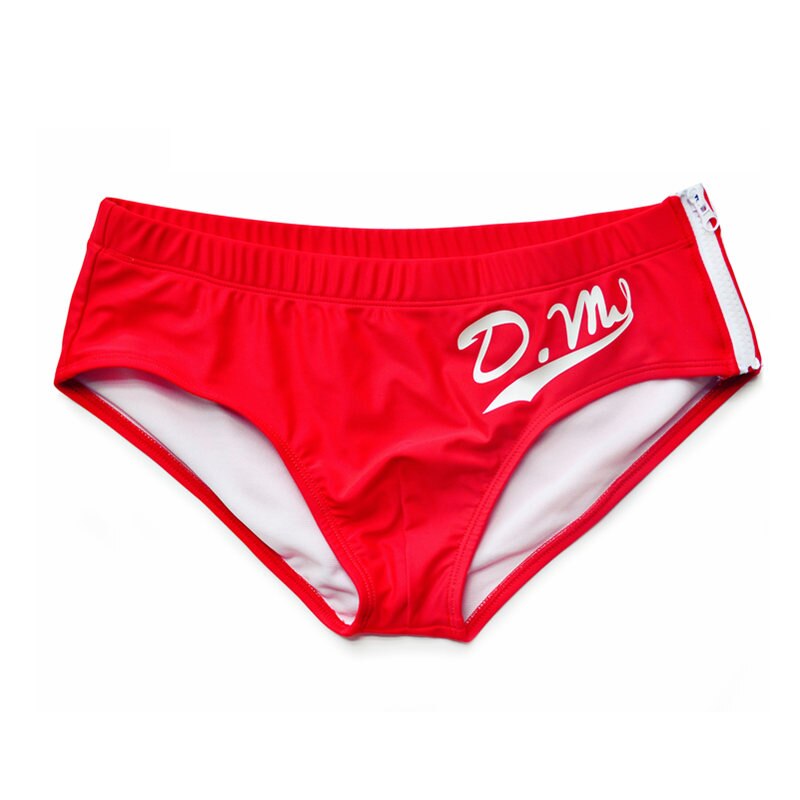 Side Zipper Mens Swim Briefs Sexy Swimwear Bikini Swiming Trunks Beach Bathing Suit Gay Shorts Desmiit DM Swimsuit Zwembroek Man: DM 9003 Red / XXL