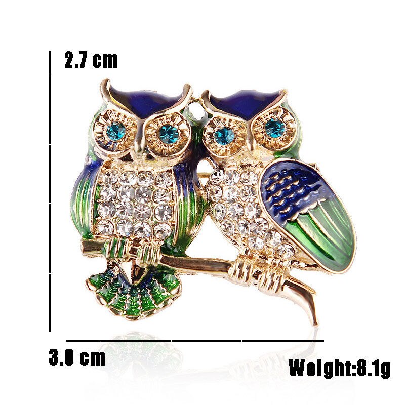 Uil Badge Broche Met Diamanten Dubbele Uil High-End Kleding Accessoires Broche Home Decoratie