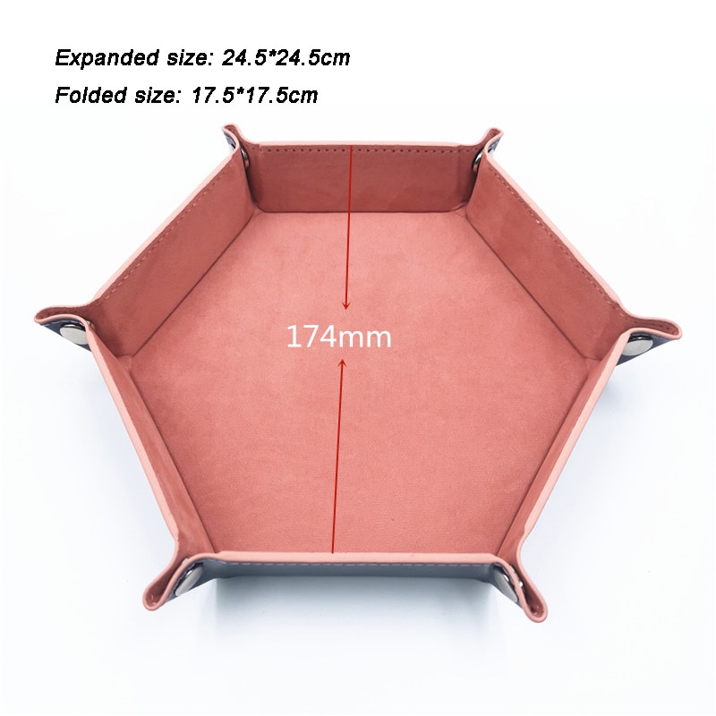 Hexagone pliable plateaux de rangement en cuir PU velours dés plateau bureau clé portefeuille boîte de rangement de pièces divers plateau 18*18cm