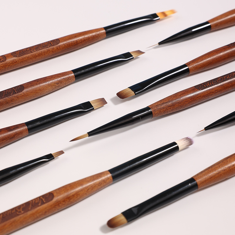 Sandelträhandtag gradient blommande borstar effekt nagel uv-gel liner borste ritpenna ränder blommor nagelkonst målningsverktyg