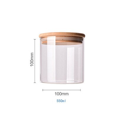 Lagertank mat container bambus dekket høy borosilikat mat forseglet glass tank kjøkken diverse korn lagertank: 10