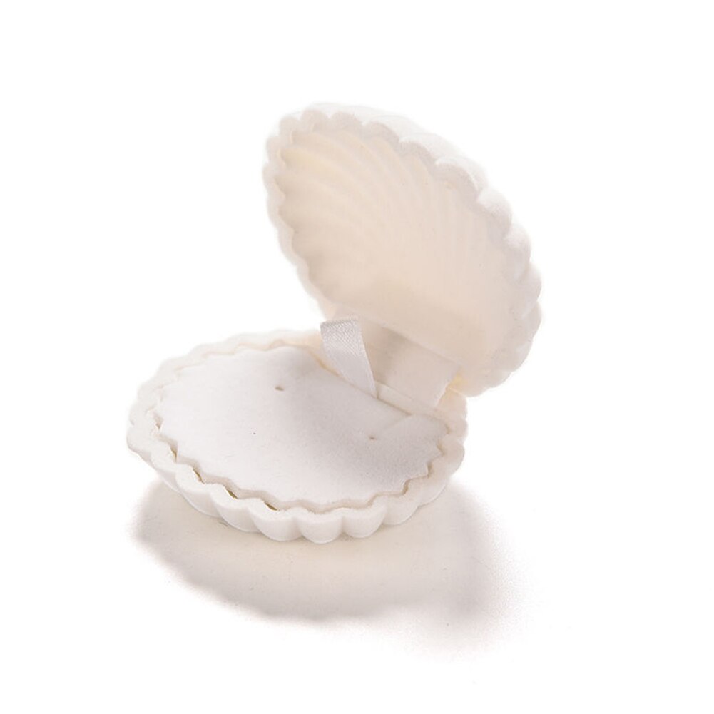 Leuke Shell Fluwelen Geschenkdoos Ring Hanger Sieraden Oorbellen Opslag Display Stud Oorbellen Hanger Oorbellen Box Sieraden Box: WHITE