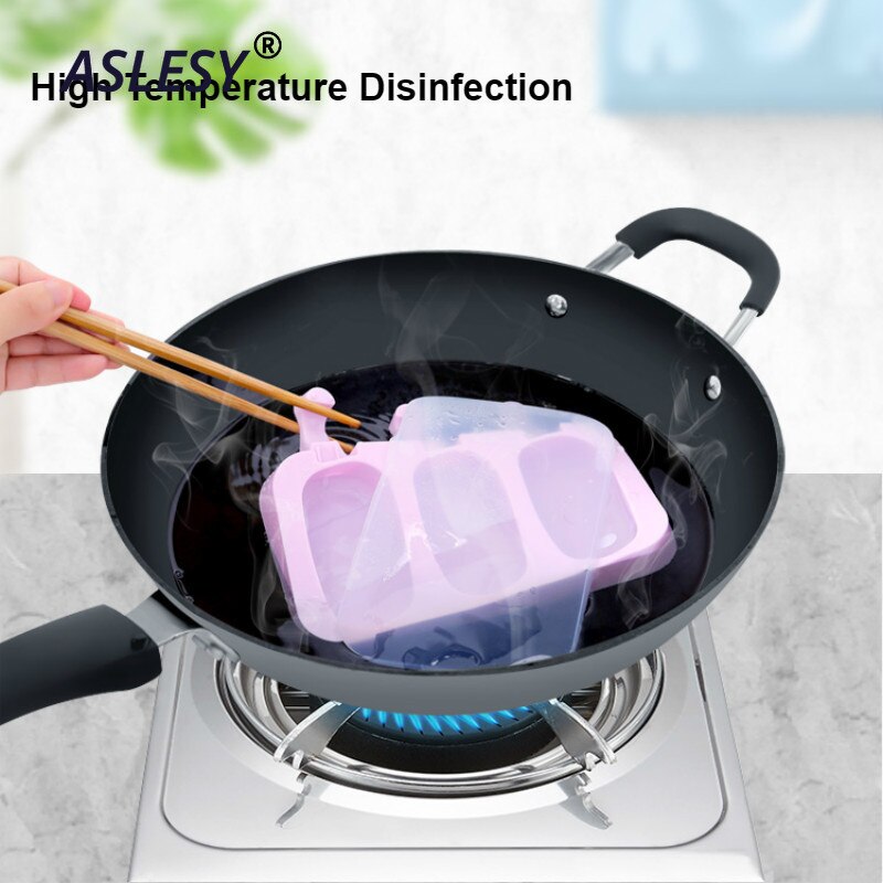 Cute DIY Ice Cream Mold Kit with 50 pcs Wood Sticks Food Grade Silicone Ice Tray Ice Cream Maker for Kitchen Supplies