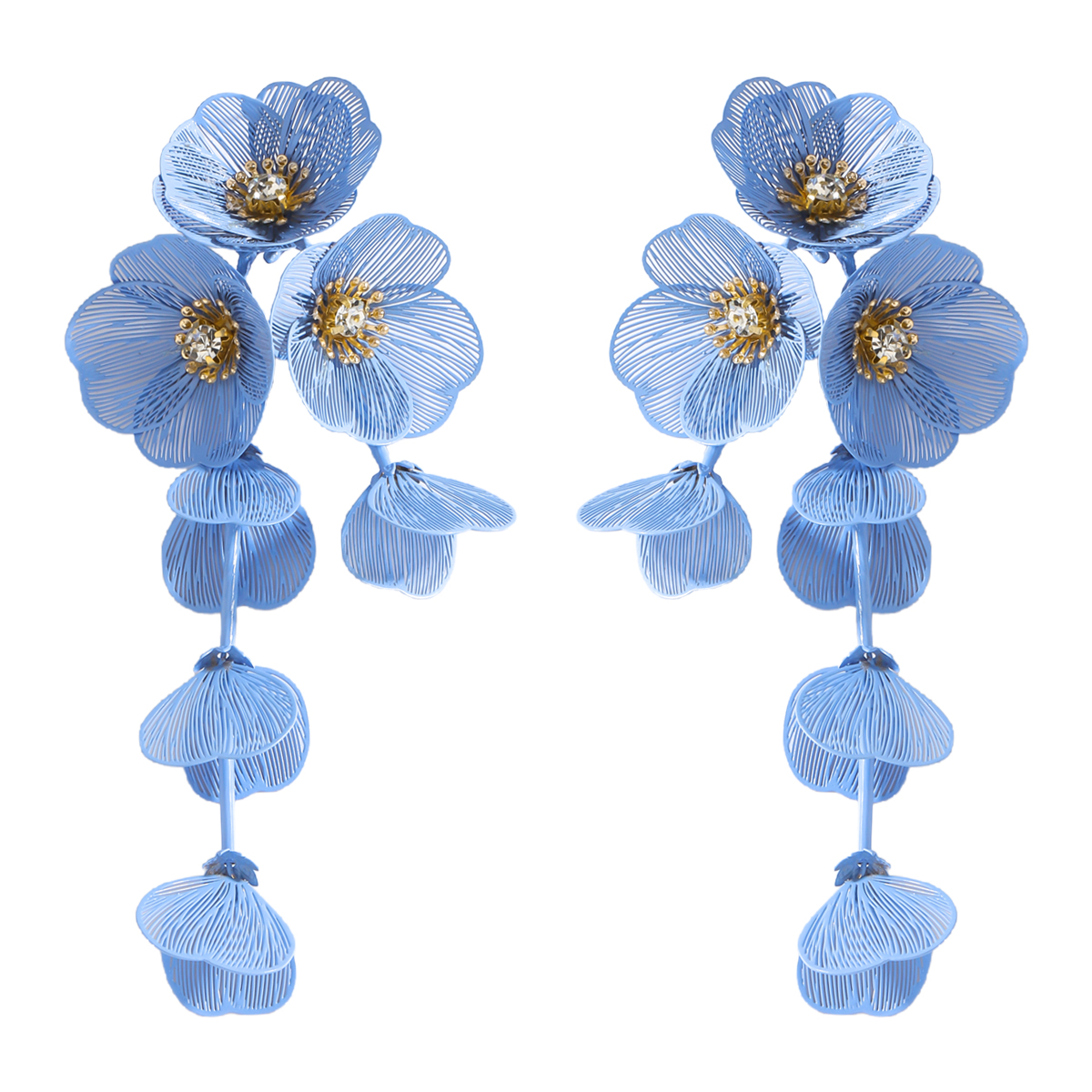 Vedawas boucles d'oreilles fleur, bohême Maxi tissu 3D fleur charme couche grand tissu fait à la main clou Floral femmes boucle d'oreille bijoux de mariage: Couleur jaune clair