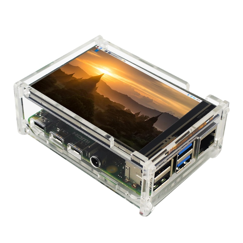 Raspberry Pi 4 LCD Display 3.5 inch Touch Screen with Acrylic Case Clear case for RPI 4 Model B