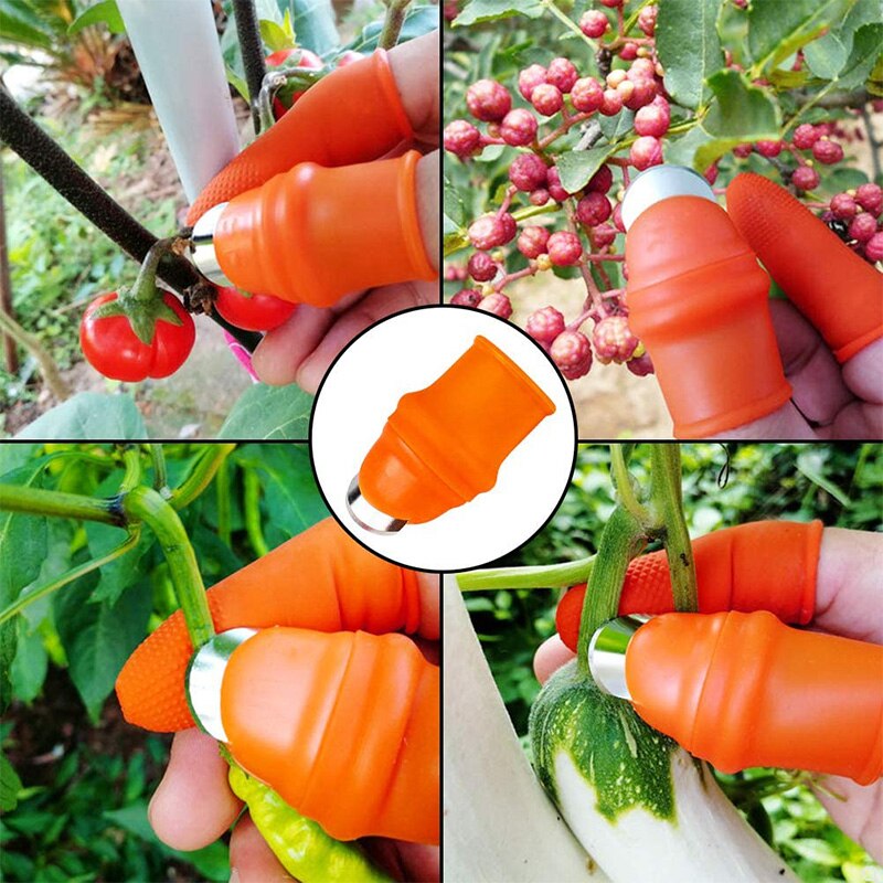 Paquete de 12 cuchillos de silicona, cuchillo de dedo separador, cuchillo de planta, herramientas de jardinería de plantas para recortar frutas y verduras