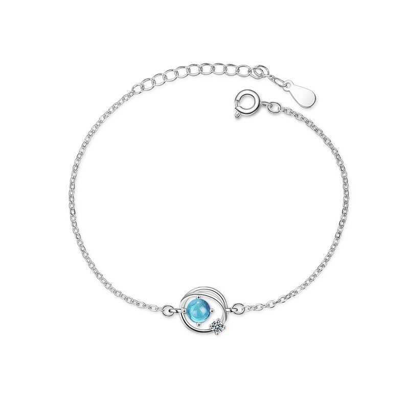 925 Sterling Silver Jewelry Dream Blue Crystal Universe Planet Star Charm Bracelet Zircon Link Chain For Women S-B302: S-B303