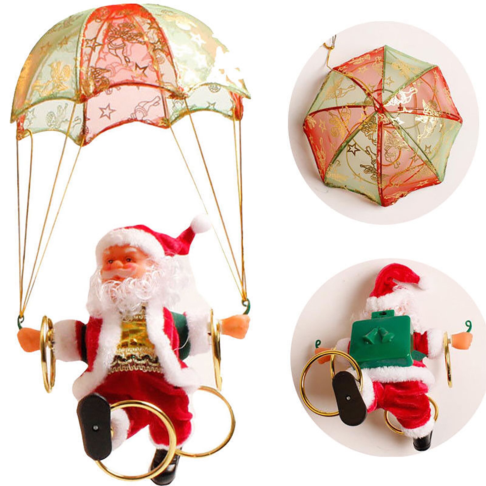 Creatieve Elektrische Kerst Speelgoed Parachute Kerstman Speelgoed Voor Kinderen Elektrische Kerst Zal Turn Hoelahoep Santa 108