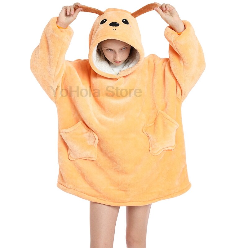 Baby Meisjes Pyjama Cartoon Dier Koeien Kigurumi Trui Kinderen Jongens Warm Hoodies Tieners Oversized Hooded Homewear Volledige Mouw