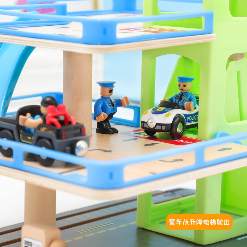 Woodentrack Scene Extension Accessories Multistorey Parking Lot Elevator Building Compatible with All Brands of Wooden Railway