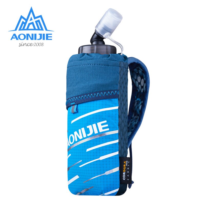 Aonijie ultralichte hydratatiepack, handtas voor zachte drinkflessen, waterfleshouder, telefoonhouder, etui voor outdoor kamperen en wandelen: Blauwe tas met fles