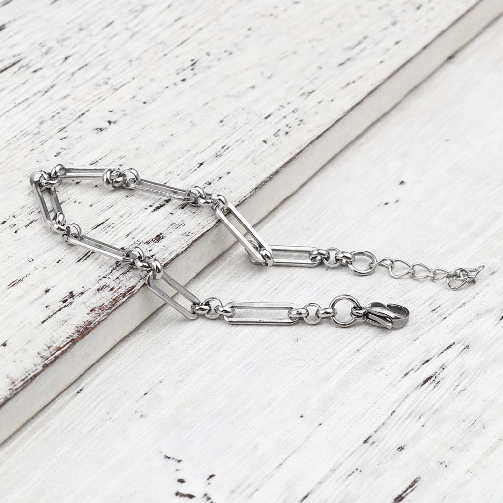 Stainless Steel Bracelets For Man Woman Gold Color Hand Jewelry Oval Adjustable Metal Chain Bracelets: 2PCs Silver