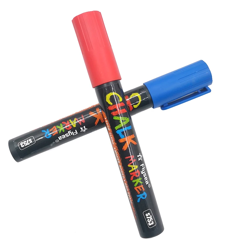 Flysea-rotuladores de tiza líquida, juego de 8 marcadores de 3-6mm, rotuladores de arte, pintura, punta de cincel redonda Reversible, tarjeta de bricolaje no tóxica a base de agua