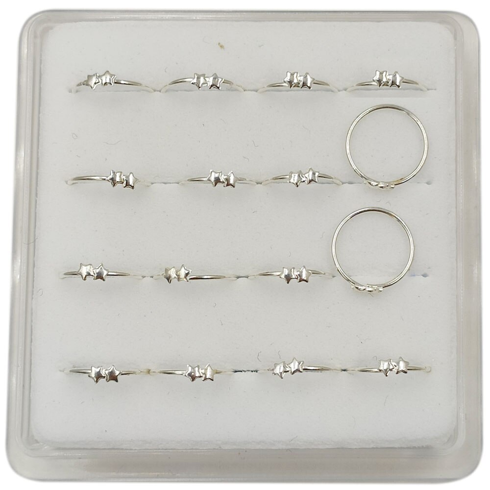 925 Sterling silver nose ring Double Star shape hoop Nose Ring Piercing jewelry 20pcs/lot