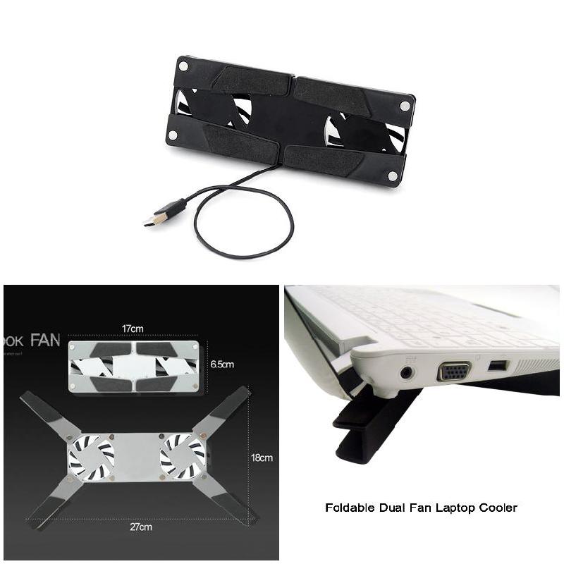 Soporte de refrigeración para ordenador portátil, Base de refrigeración plegable, ventilador Dual, USB, práctico,