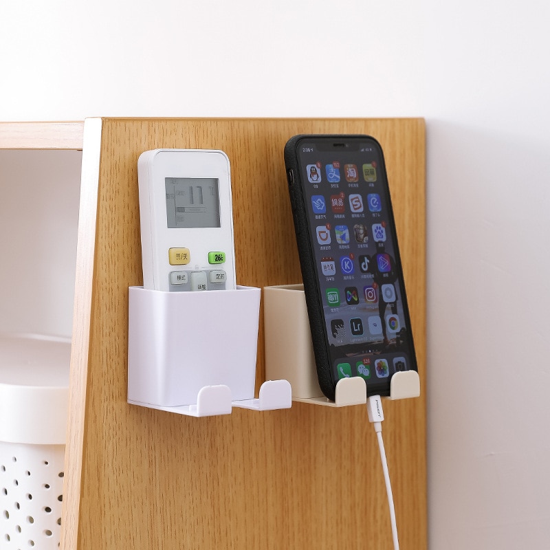 TV caja de almacenamiento para mandos a distancia caja de almacenamiento de aire acondicionado soporte de enchufe de teléfono móvil organizador montado en la pared contenedor de soporte