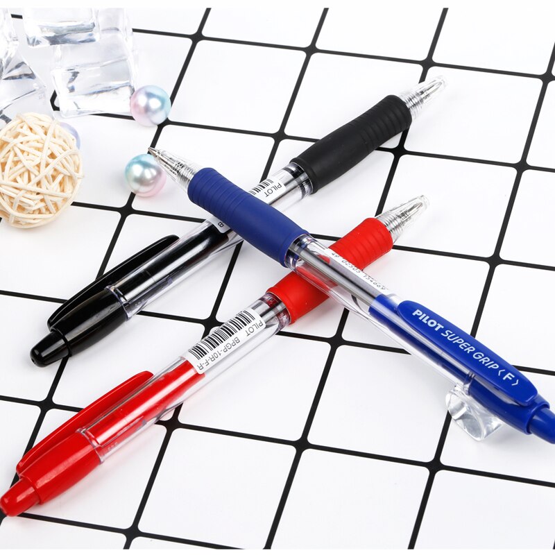 9 Pieces Pilot BPGP-10R SUPER GRIP Ballpoint Pens Ball Point Pen transparent plastic 0.7mm Office School Supplies