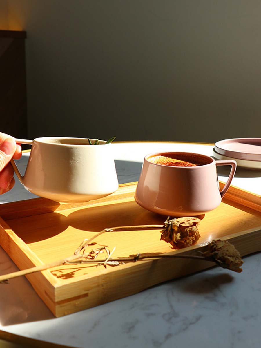 Pink Reusable Ceramic White Coffee Cup Cappuccino Cute Mate Cup Breakfast Set Vaso Plegable Cup And Saucer Set AA50BD