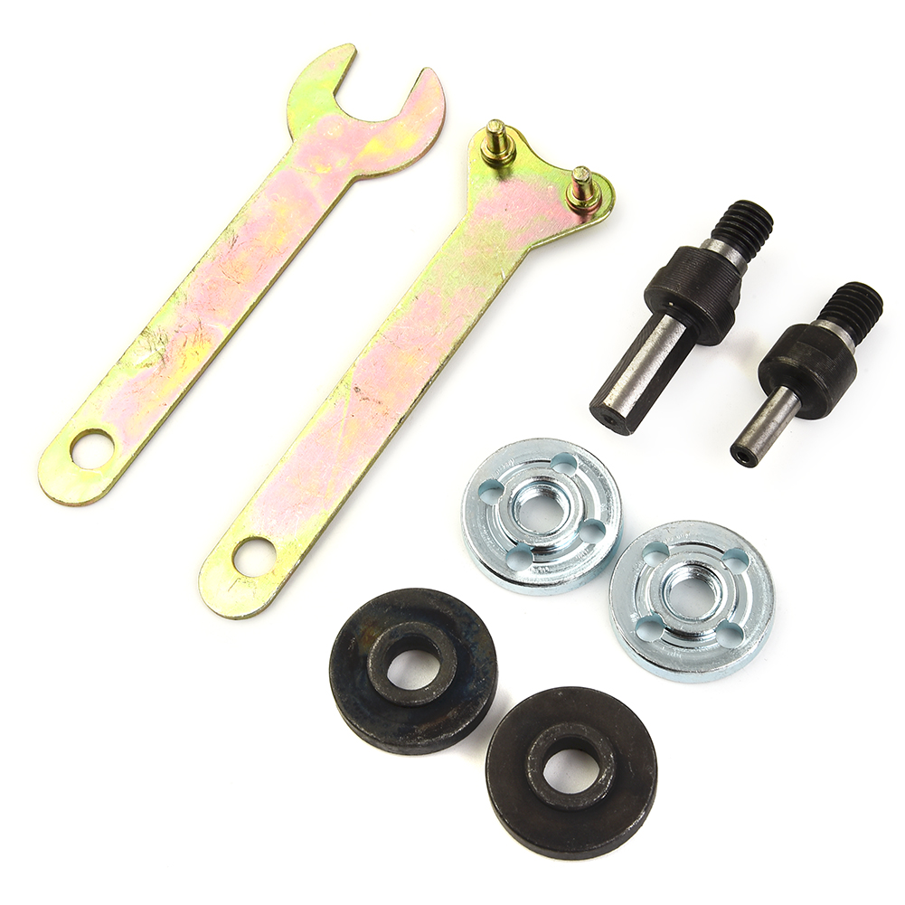 8pcs Polishing Tools set 6mm 10mm Spanner Connecting Rod Drill Angle Grinder Shank Mandrel Flange Nuts Wrench Adapter Disc Set