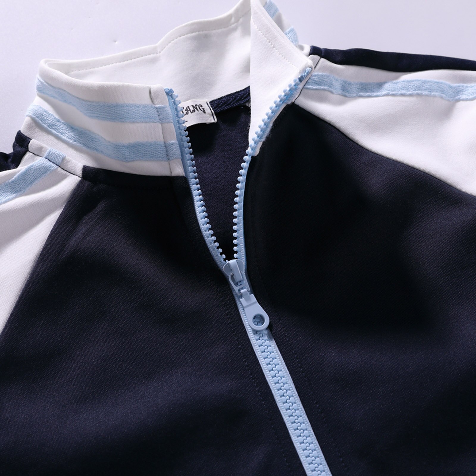 2Pcs Kids Boys Girls School Uniform Spring Autumn Sport Suit Windproof Stand Collar Long Sleeves Font Zipper Coat and Pants Sets