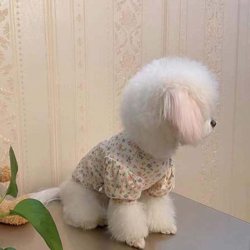 Puff Mouwen Bloemen Hond Kleding Zomer Dunne Huisdier Kleding Puppy Cat Kleding Bichon Teddy Hond Kleding Kleding Voor Kleine Honden huisdieren