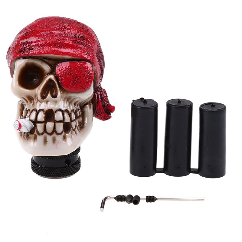 Universal Manual Gear Shift Knob Skull Pirate Pilot Series Gear Stick Shifter Replacements Car Accessories: Red Pirate