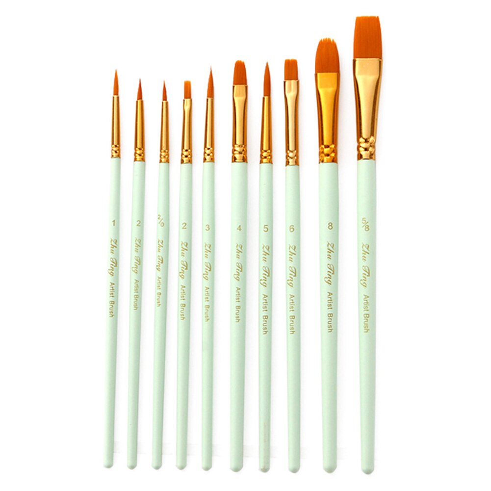 Ensemble de pinceaux de peinture couleur bonbon, 10 pièces, pinceaux d'art pour aquarelle à l'huile acrylique, Kits de peinture professionnels pour artiste, fournitures d'art: green