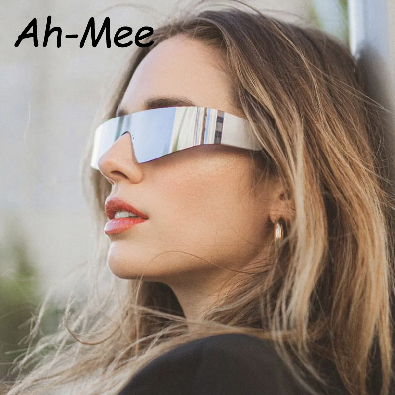 Gafas de sol Punk de una pieza para ciclismo, gafas de sol con espejo Y2K para mujer, gafas envolventes de los años 2000, gafas de