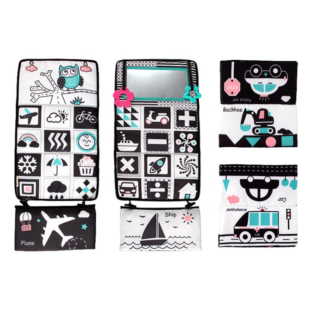 Tummy Time Floor Baby Mirror Toy High Contrast Activity Mirror Toddler Teether Toy Activity Developmental Black And White Toys: A