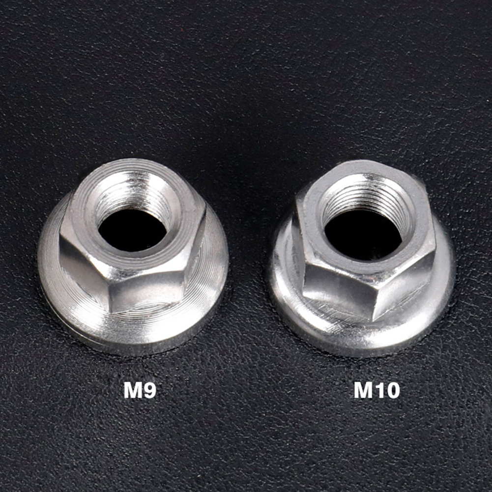 Tuercas de buje de bicicleta de engranaje fijo, cierre de eje de rueda de tambor delantero y trasero, M9 M10, textura de tuerca antideslizante para montaje firme, 2 uds.