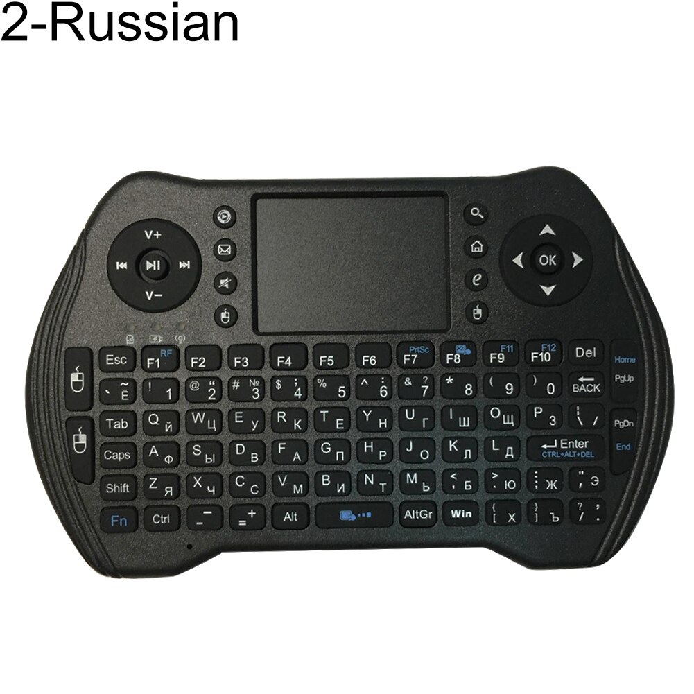 USB i8 Mini Wireless keyboard English Russian Arabic black Air Mouse 2.4GHz Wireless Keyboard Touchpad Handheld for TV Box PC: Russian