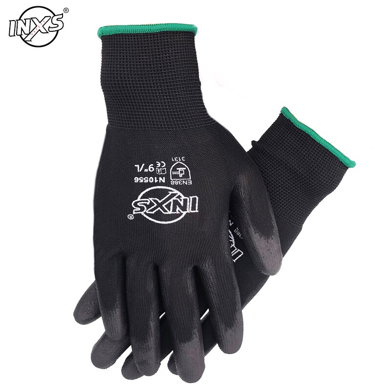 10 Pairs PU Nitrile Safety Coating Nylon Cotton Work Gloves Palm Coated Gloves Mechanic Working Gloves have CE EN388: N10556-10Pairs / M