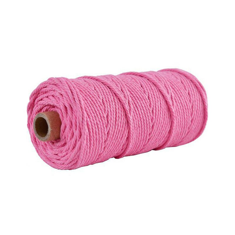 2mm*100m makrame rep bomull tvinnad sladd färgglad hantverkssnöretråd diy hemtextil sladd för fest bröllopsdekoration: Rosa