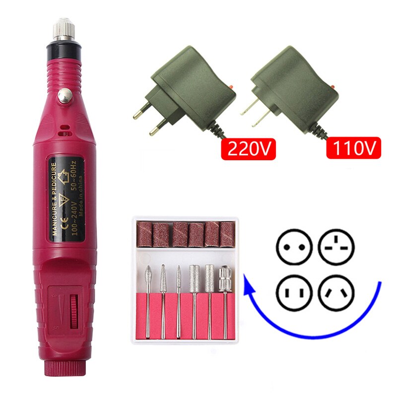 20000RPM Electric Nail Drill Machine Manicure Pedicure Drill Set Left Hand Nail Salon Drill Machine Nail Drill Polishing Machine: 20000 1 Way Red