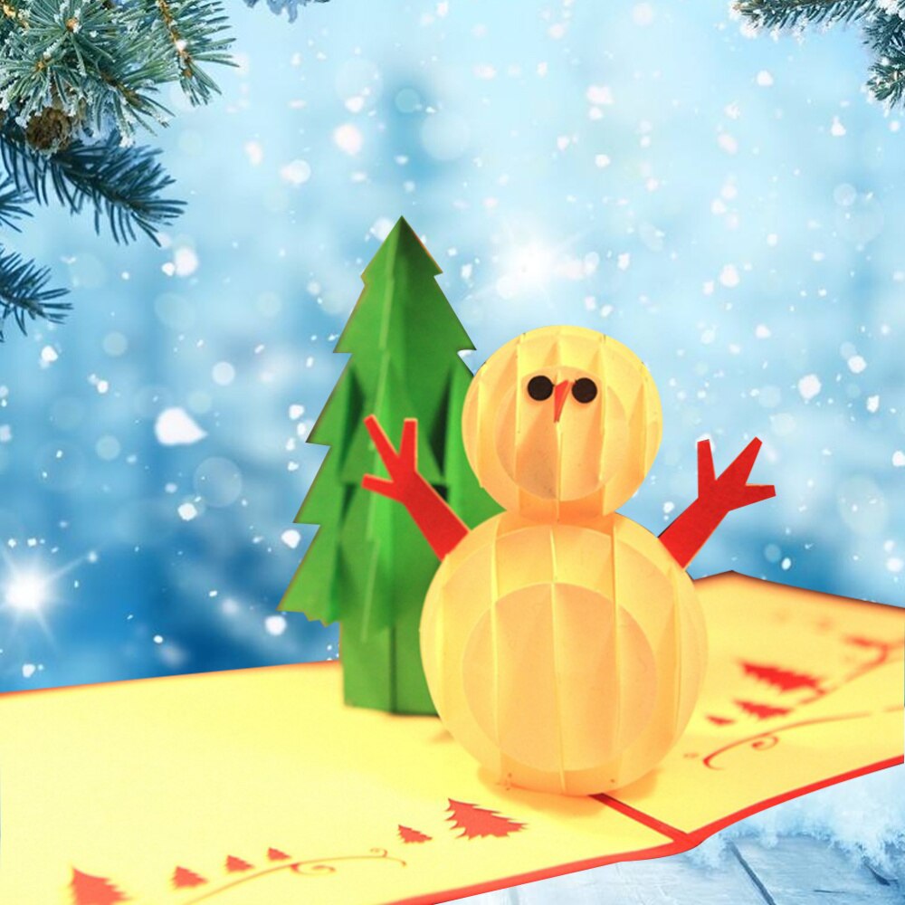 3D Greeting Cards Christmas Tree Snowman Xmas Wish Card for Children Friends